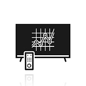 带图形的电视。白色背景上反射的图标