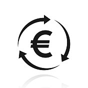 欧元重新加载。白色背景上反射的图标