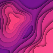 剪纸背景-粉红色抽象流体形状-新潮的3D设计