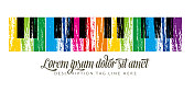 钢琴的关键音符与彩色飞溅油漆图形音乐元素