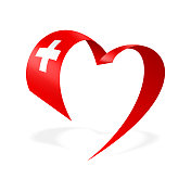 瑞士――心带旗。瑞士心形国旗。股票矢量图