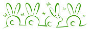 复活节兔子与蝴蝶在孤立的白色背景。节日线性插图在平面风格。