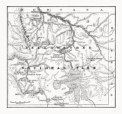 美国黄石国家公园地图,木刻,1899年出版 美国黄石国家公园地图,木刻,1899年出版