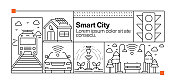智慧城市线路图标集及横幅设计