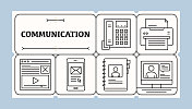 通信线路图标集和横幅设计
