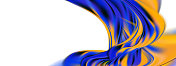 蓝色和黄色流动抽象背景。