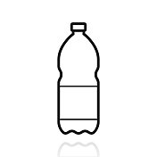一瓶苏打水。白色背景上反射的图标