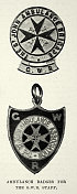 救护车，急救，大西部铁路员工的徽章，1890年代，19世纪