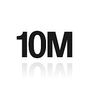 10M - 1000万。白色背景上反射的图标