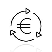 欧元重新加载。白色背景上反射的图标