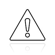 注意危险警告。白色背景上反射的图标