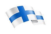 芬兰国旗丝带。芬兰国旗头旗。矢量股票插图