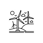 风能和可再生能源线路图标 风能和可再生能源线路图标