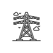 输电塔和能源线图标