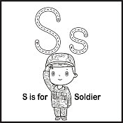 抽认卡上的字母S代表士兵矢量插图