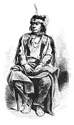 美国本土苏族扬克顿战士肖像1869年