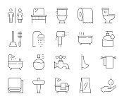 浴缸和浴室-细线图标 浴缸和浴室-细线图标