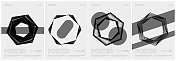 抽象黑白几何迷幻线条结构设计元素海报艺术矢量背景集合