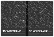 抽象黑白三维几何结构线形海报矢量背景集合