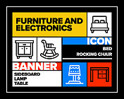 家具和电子线路图标集和横幅设计