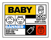 婴儿线图标集和横幅设计 婴儿线图标集和横幅设计