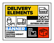 交付元素线图标集和横幅设计