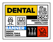 牙科线图标集和横幅设计