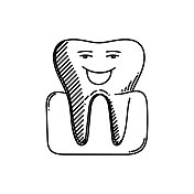 牙齿清洁线图标，草图设计，像素完美，可编辑的笔画，牙医。
