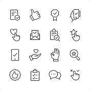 批准-像素完美线图标设置，可编辑笔画重量。