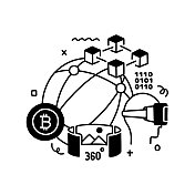 与线图标有关的元宇宙设计。未来科技，增强现实，互联网，区块链，虚拟现实。