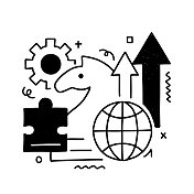 策略相关向量概念插图。业务、计划、解决方案、合作。 策略相关向量概念插图。业务、计划、解决方案、合作。