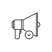 营销伦理和扩音器线图标 营销伦理和扩音器线图标