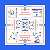 通信线路图标集和横幅设计 通信线路图标集和横幅设计