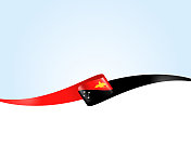 巴布亚新几内亚国旗缎带。巴布亚新几内亚国旗背景上的长条旗。模板。复制空间。矢量股票插图