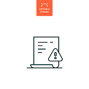 警告信线条图标，可编辑笔画。Icon适用于网页设计、移动应用、UI、UX和GUI设计。