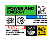 电力和能源线图标集和横幅设计 电力和能源线图标集和横幅设计