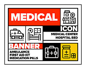 医疗线图标集和横幅设计