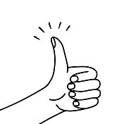 竖起大拇指涂鸦图标。手绘符号矢量 竖起大拇指涂鸦图标。手绘符号矢量