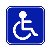 轮椅图标和蓝色标志。