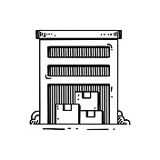 仓库，储藏室线图标，草图设计，像素完美，可编辑的笔画。