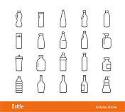 瓶子图标-可编辑的笔画-线图标系列 瓶子图标-可编辑的笔画-线图标系列