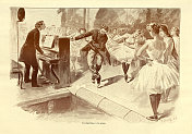 19世纪19世纪90年代，编舞家约瑟夫・汉森在巴黎歌剧院芭蕾舞团展示芭蕾舞者的舞蹈动作
