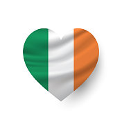 心形爱尔兰国旗。向量