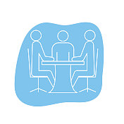业务团队图标在蓝色-会议