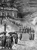 黑森林里的人们去参加圣诞仪式 黑森林里的人们去参加圣诞仪式