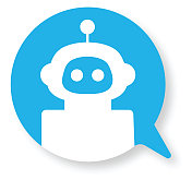 聊天机器人虚拟助手在语音泡泡概念图标上的白色背景