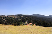 在晴朗的天空下，春天的Pagalkod Mund, Ooty，泰米尔纳德邦景观的美丽风景