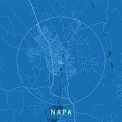 纳帕加州城市矢量道路地图蓝色文本