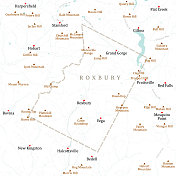 纽约州特拉华州罗克斯伯里矢量路线图