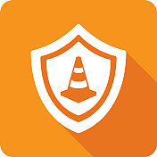 盾交通锥图标剪影